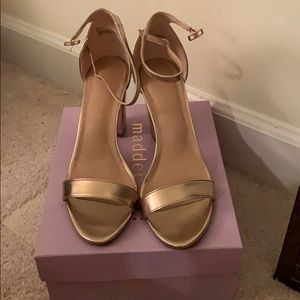 Rose gold block heels